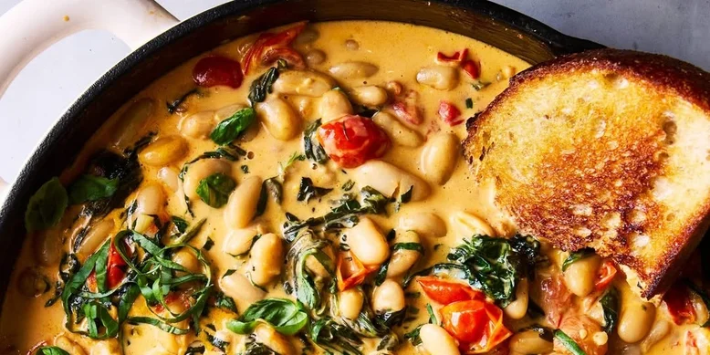 Рецепт орзо с белой фасолью, шпинатом и вялеными томатами в одной кастрюле