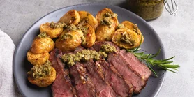 Рецепт волової печені із шпинатно-кроповим сосом