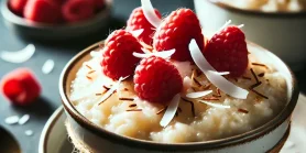 Сніданок мрії. Пудинг з малиною та кокосом