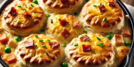 Курячий пиріг з беконом і сирними бісквітами: оригінальний погляд на класику