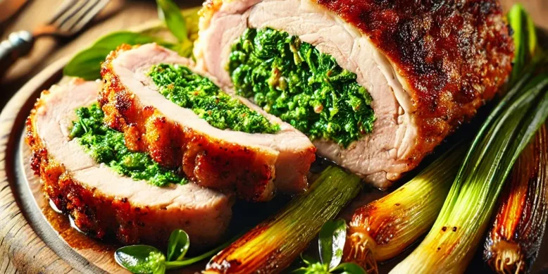 Рецепт запеченной свинины с начинкой из черемши