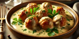 Сочные индюшиные фрикадельки в белом винном соусе: быстрая французская классика