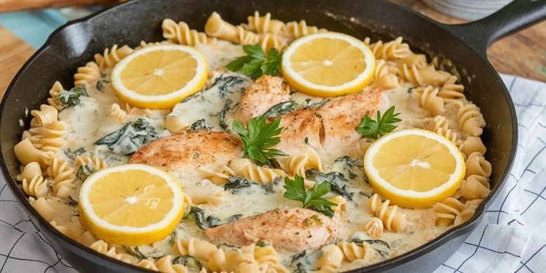 Куриные: рецепт макарон со шпинатом, лимоном и пармезаном