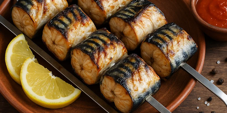 Идеальный рыбный ужин: шашлык из скумбрии в пряных травах