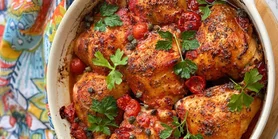 Дижонская курица: рецепт с помидорами и зеленым луком