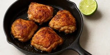 Хрустящая курица с лаймовым маслом и свежей зеленью