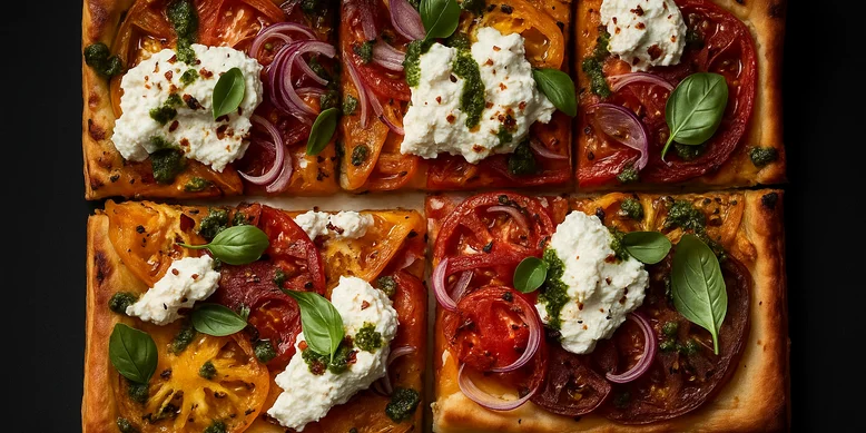 Тарт из печеных помидоров с рикотой и песто – идеальный вариант для вкусного обеда