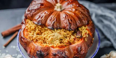 Осенний плов в тыкве: рецепт со свининой в красивой подаче