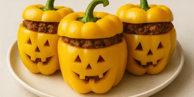 С улыбкой: рецепт фаршированных перцев на Хэллоуин с булгуром и сыром