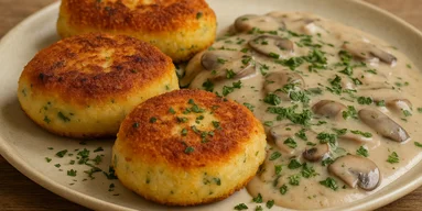 Котлеты без мяса: рецепт картофельных зразов с пармезаном под грибным соусом с сыром
