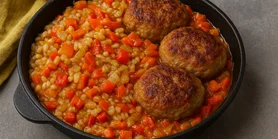 Идеальный тандем: куриные котлеты на подушке из перловки и овощей