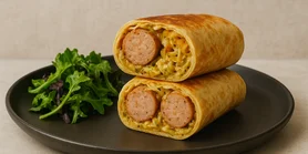 Ситний сніданок за 15 хвилин: буріто з ковбасками, овочами та сиром