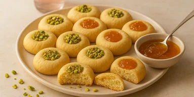 Песочное печенье: рецепт Грайбы с розовой водой и джемом