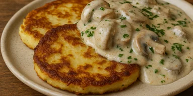 Справжні закарпатські кремзмлики - деруни з грибним соусом. Швидкий рецепт!