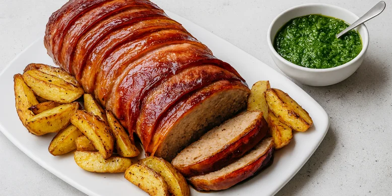 Мясной рулет с запеченным картофелем к рождественскому столу