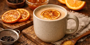 Горячее: карамельный апельсиновый молочный чай с карамелью