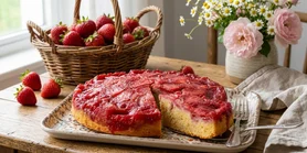 Самый красивый летний пирог: клубничный перевернутый десерт