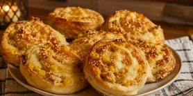 Хрустящие сырные булочки с курицей: рецепт на слоеном тесте