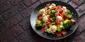 Будет вкусно: салат с брокколи, цветной капустой и беконом