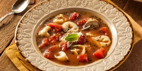 Рецепт идеального томатного супа с тортеллини и колбасками для уютного вечера