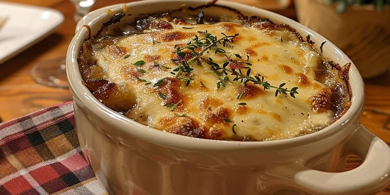 Французская курица с сырно-луковой корочкой с французской корочкой